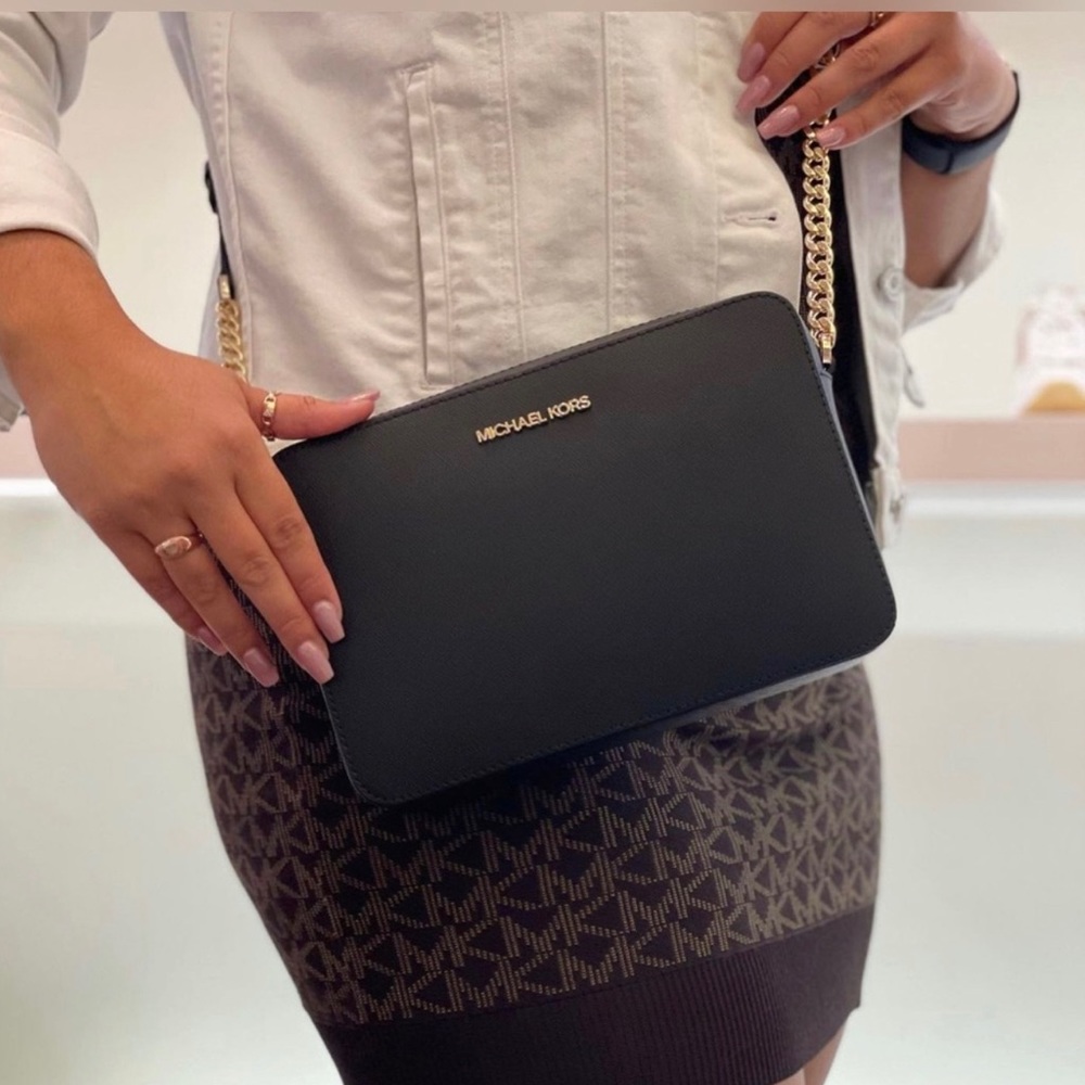 Michael Kors Jet Set EW Large Crossbody + Wallet set Black - Picture 2 of 8